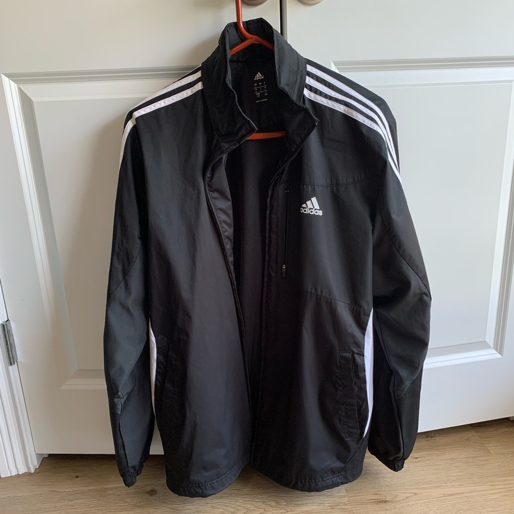 Mens Adidas Full Zip 3 Stripe Black Track Suit L